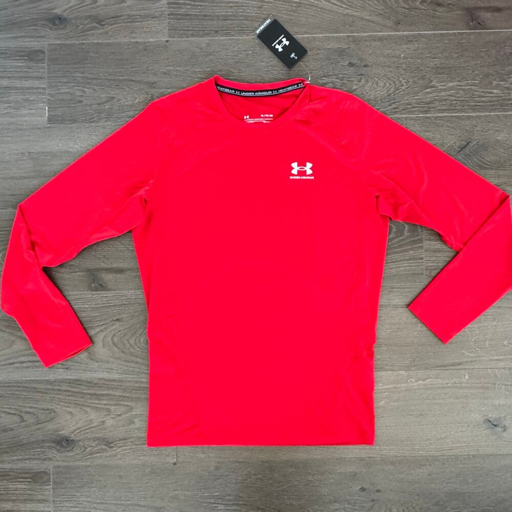 Under Armour UA HeatGear Compression Shirt Long Sleeve Red Men XLarge NEW